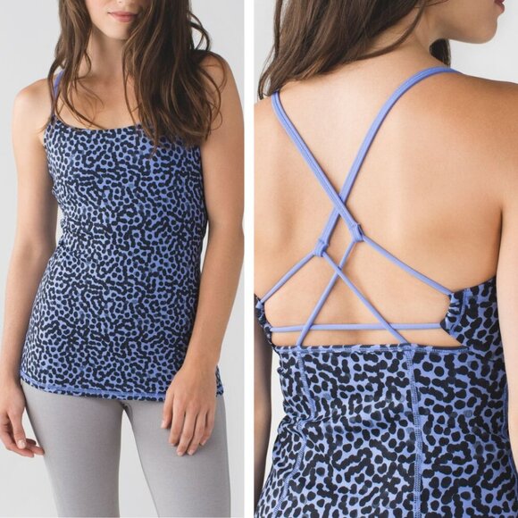 LULULEMON Dancing Warrior Tank Ace Spot Lullaby Black Womens Size 6 - Picture 1 of 8